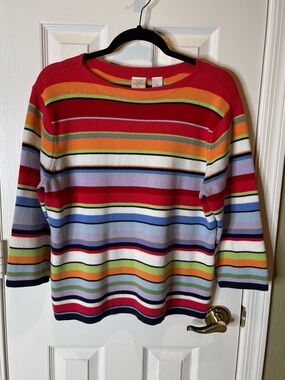 Bright Multi-Color Striped Knit Sweater